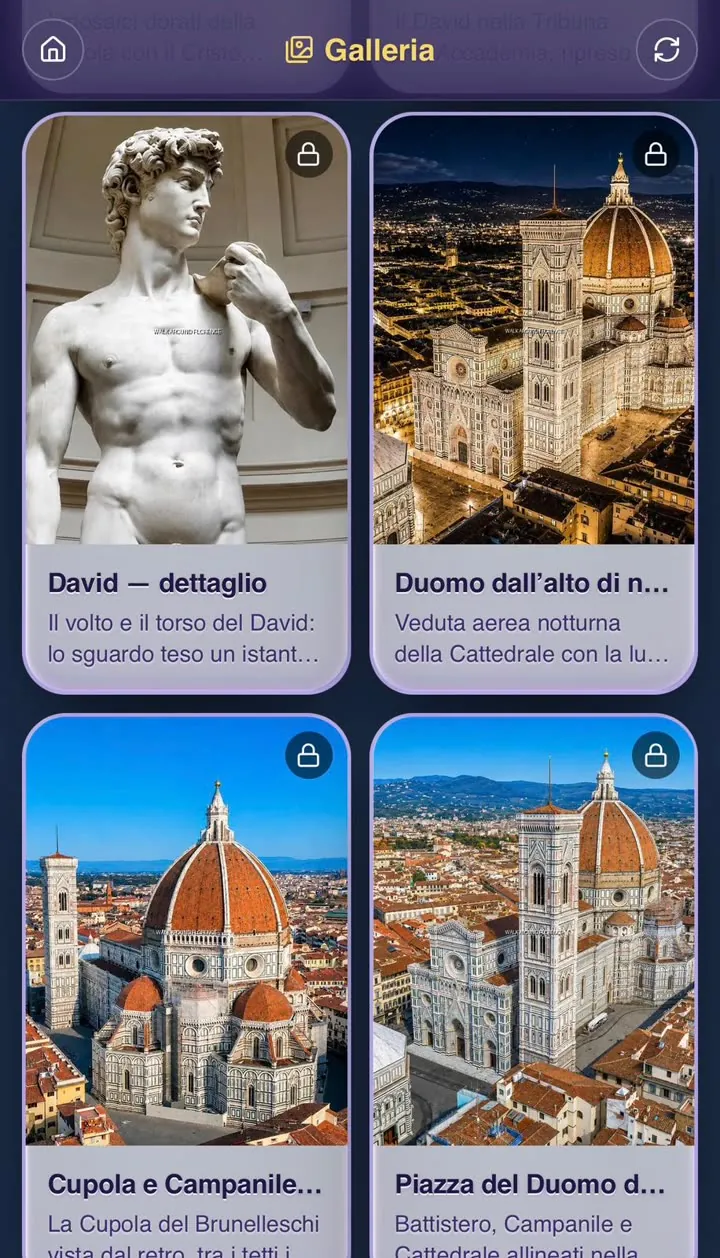 David, Duomo di notte e Cupola del Brunelleschi